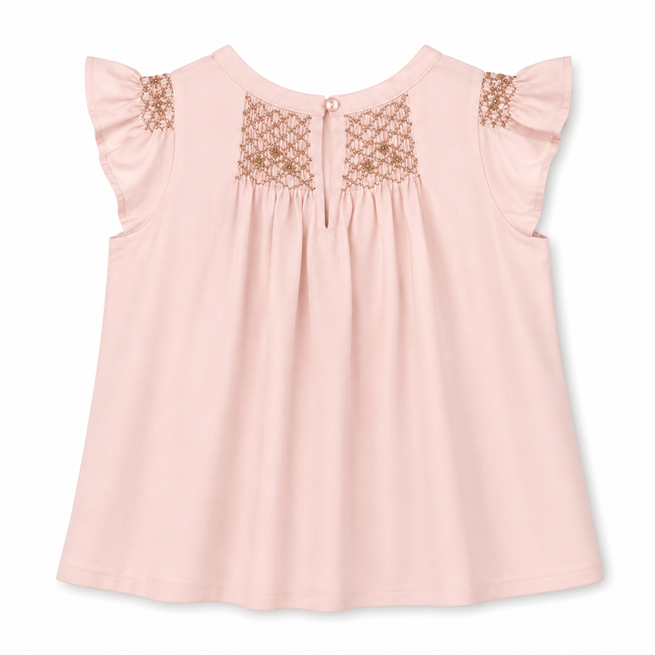 Girls Hana Smocked Top - Pale Blush