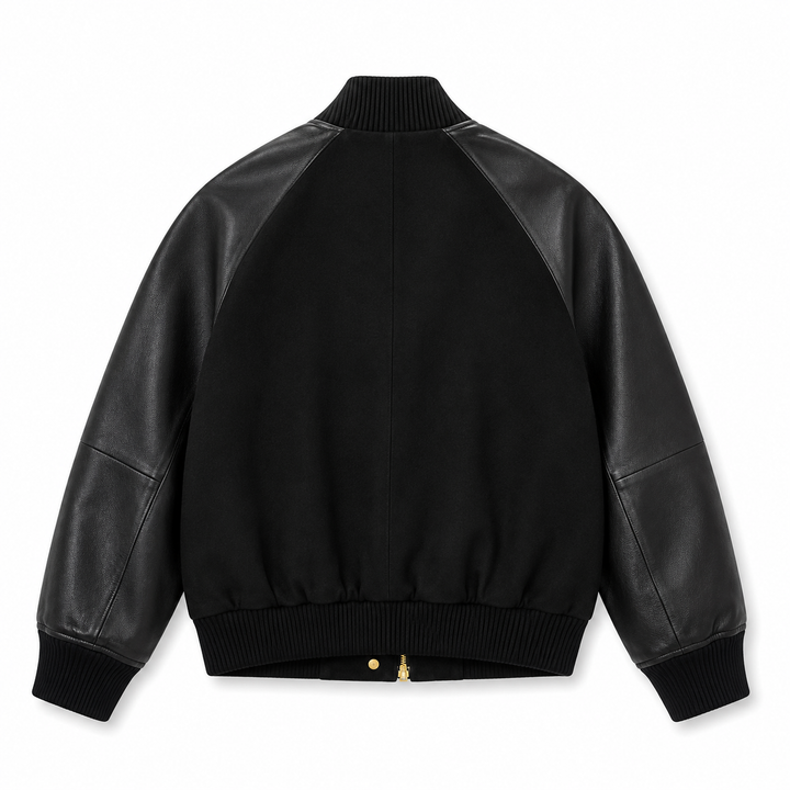 Girls Hanna Leather Bomber Jacket - Black