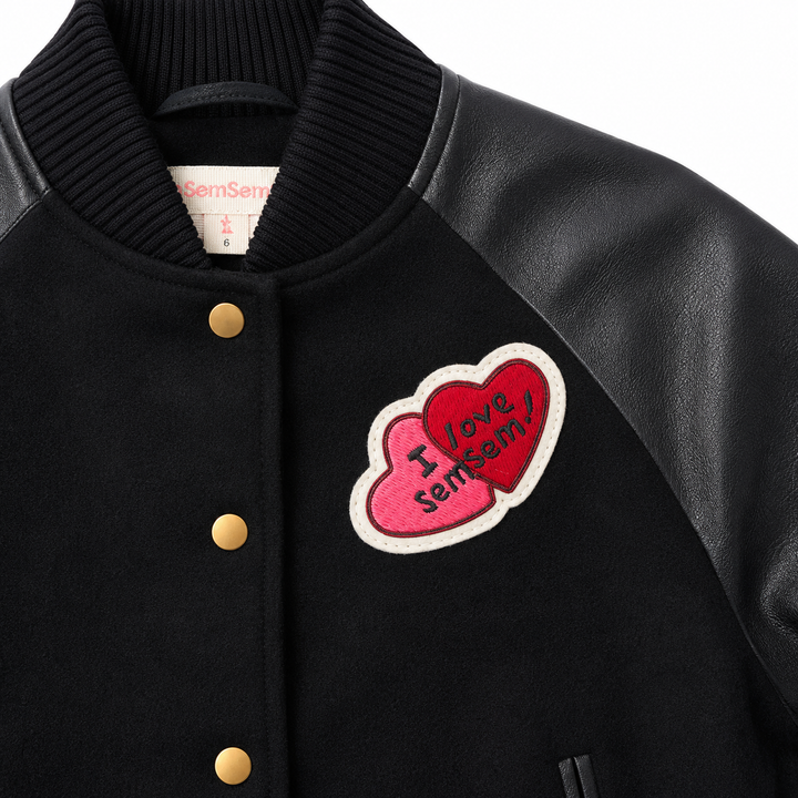 Girls Hanna Leather Bomber Jacket - Black
