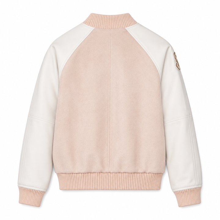 Girls Hanna Leather Bomber Jacket - Blush