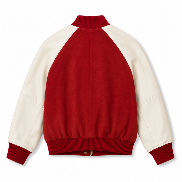 Girls Hanna Leather Bomber Jacket - Red
