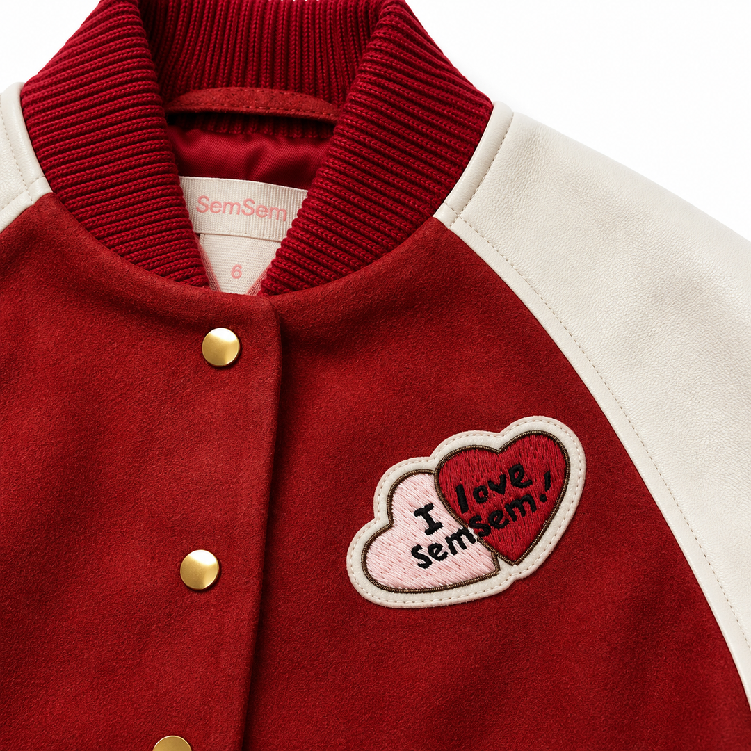 Girls Hanna Leather Bomber Jacket - Red