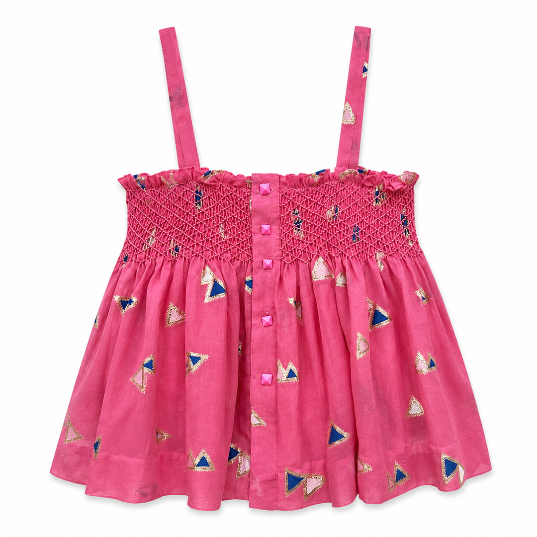 Girls Jamila Smocked Top - Azalia Pink