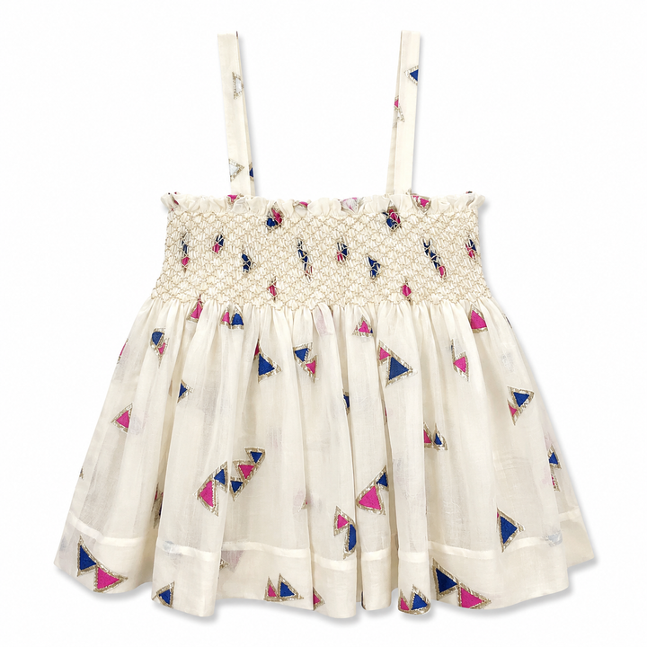 Girls Jamila Smocked Top - Egret