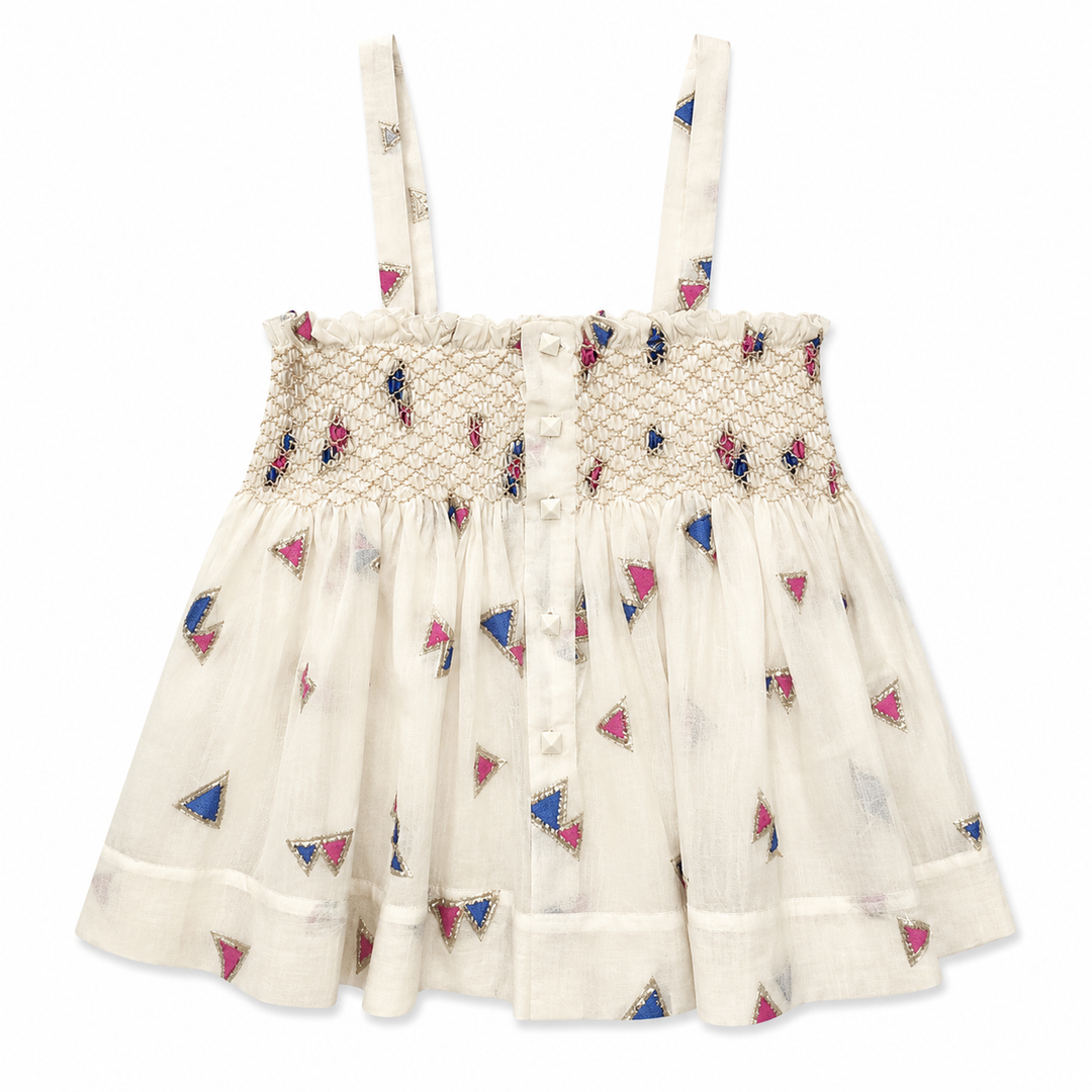 Girls Jamila Smocked Top - Egret