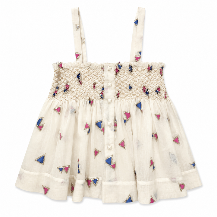 Girls Jamila Smocked Top - Egret
