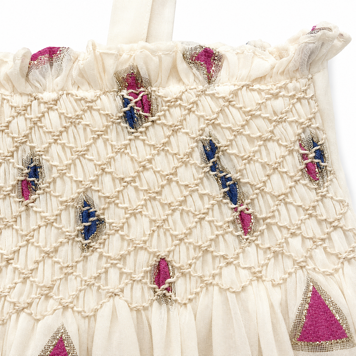 Girls Jamila Smocked Top - Egret