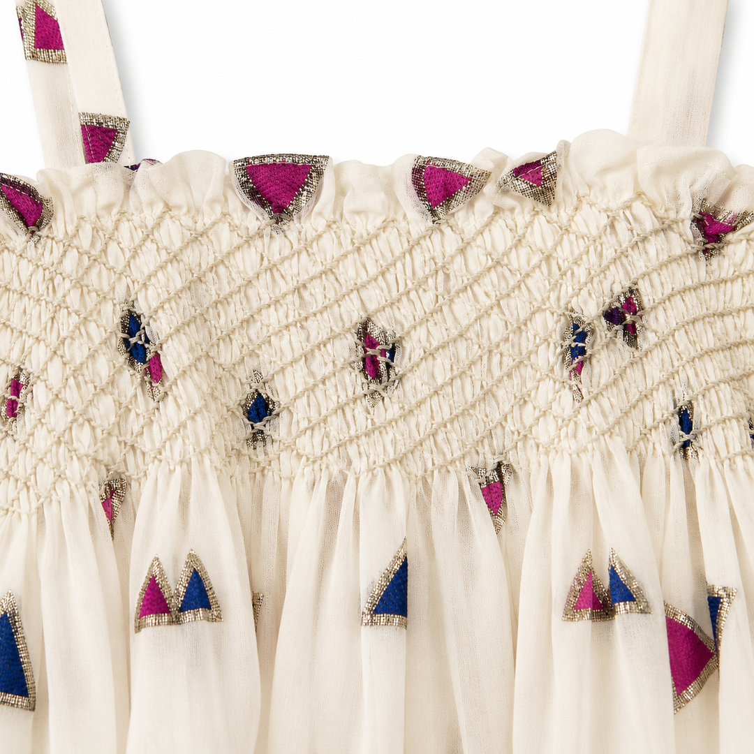 Girls Jamila Long Dress - Egret