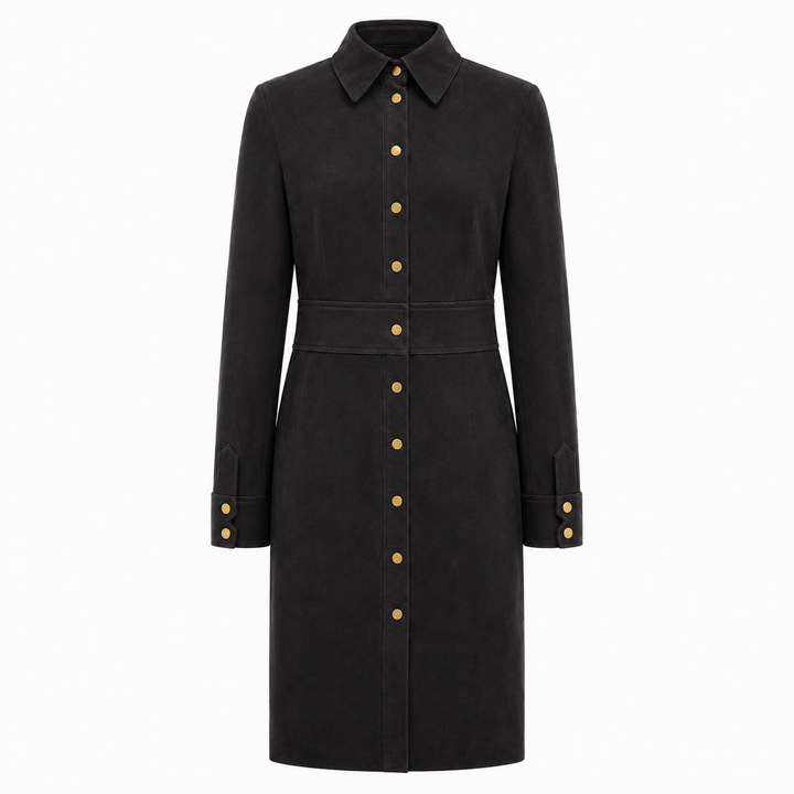 Hanna Suede Shirt Dress - Meteorite