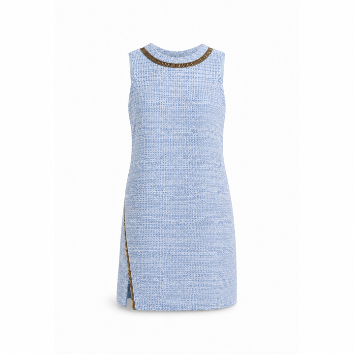 Silk Tweed Mini Dress - Palace Blue