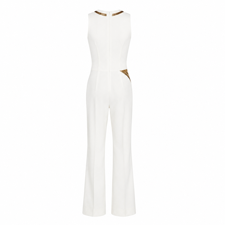 Layla Embroidered Jumpsuit - Egret