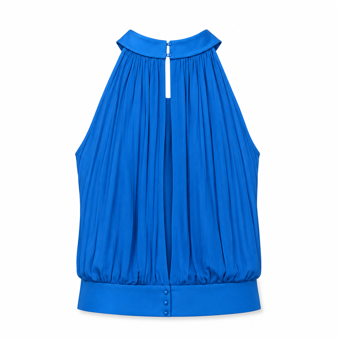 Maryam Pleated Sleeveless Top - Palace Blue