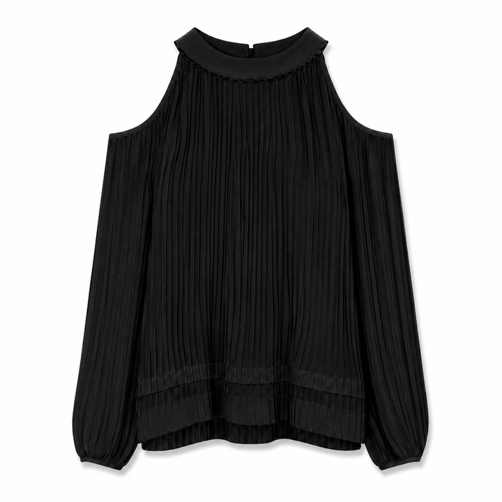 Maryam Pleated Long Sleeve Top - Meteorite