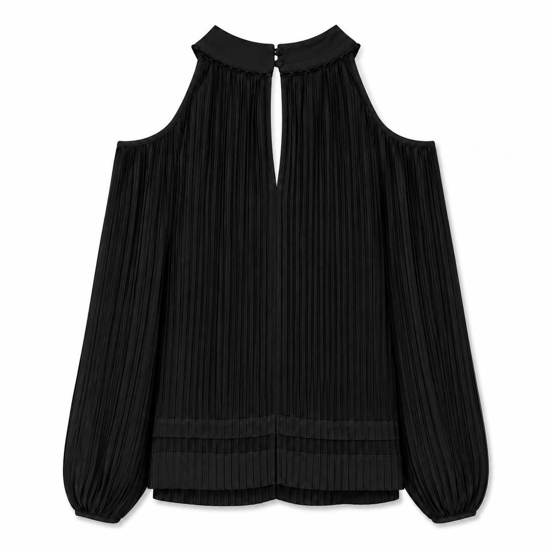 Maryam Pleated Long Sleeve Top - Meteorite