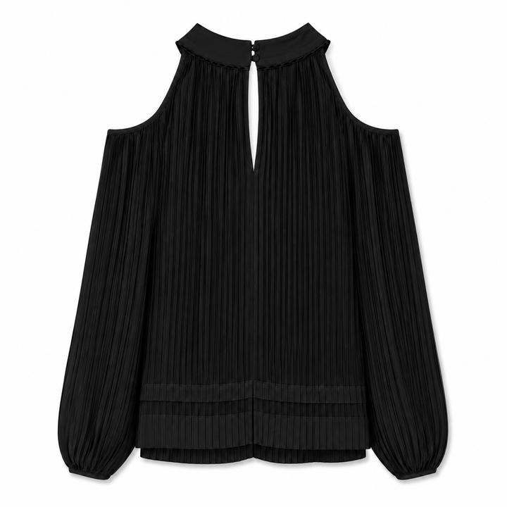 Maryam Pleated Long Sleeve Top - Meteorite