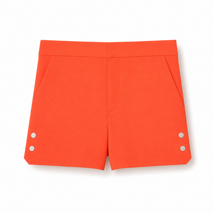 Italian Crepe Short w/ Snaps - Orange