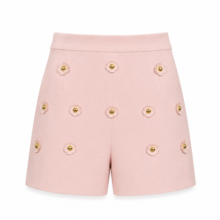 Malak Gold Snap Short - Pale Blush
