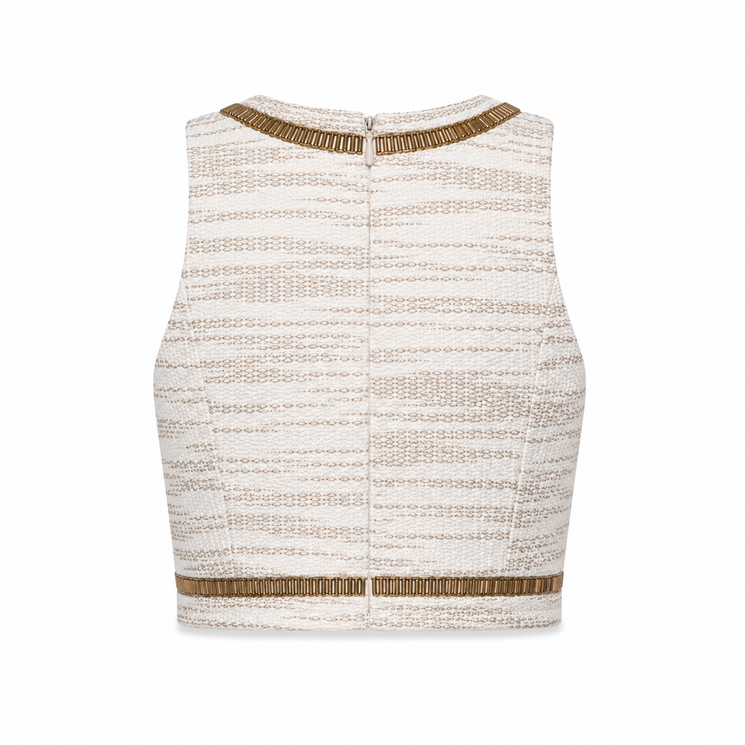 Samia Embroidered Crop Top - Gold