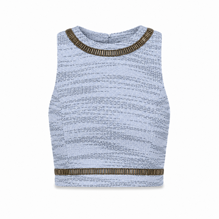 Samia Embroidered Crop Top - Palace Blue