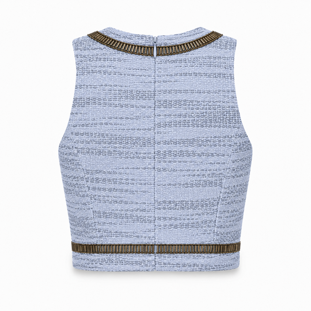 Samia Embroidered Crop Top - Palace Blue