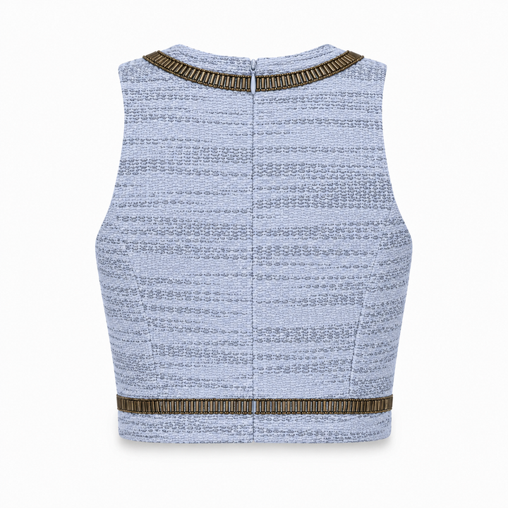 Samia Embroidered Crop Top - Palace Blue