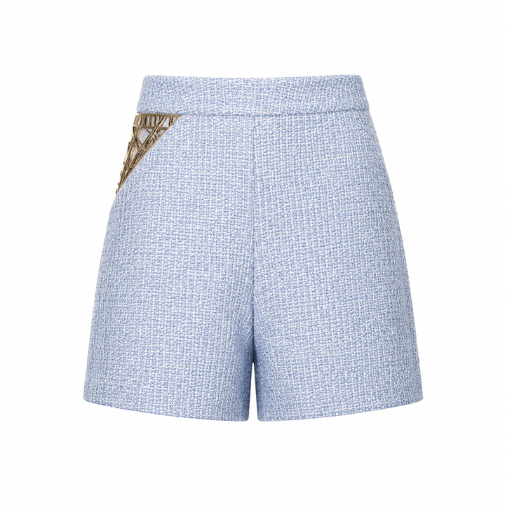 Samia Embroidered Shorts - Palace Blue