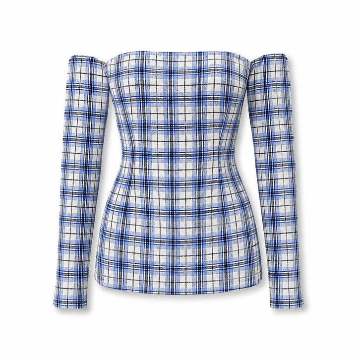Plaid Bustier Top