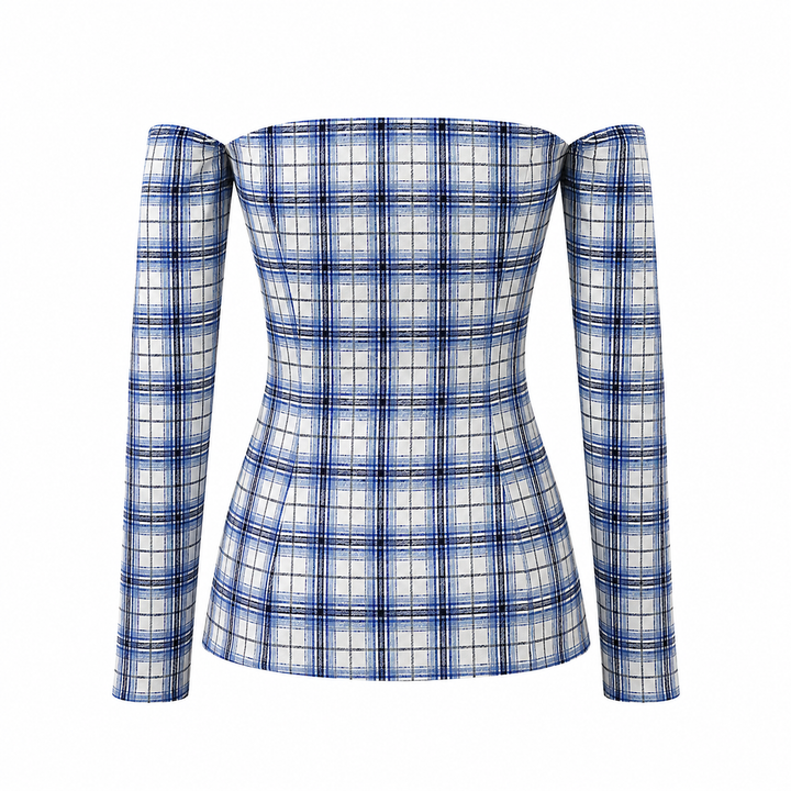Plaid Bustier Top