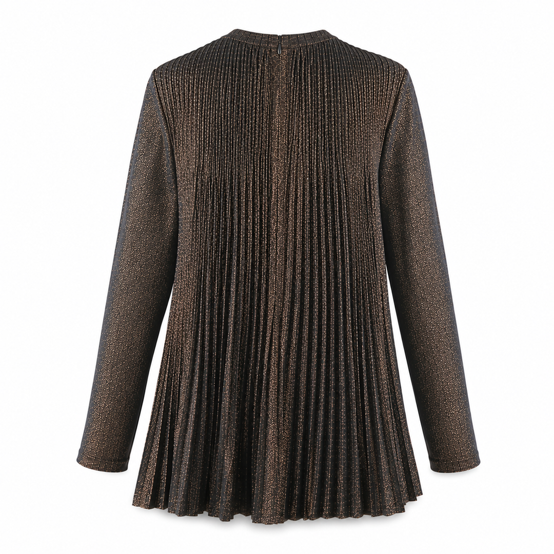 Bronze Pleated Long Sleeve Top