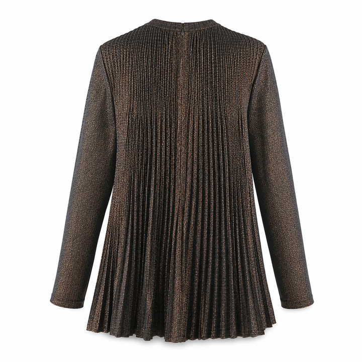 Bronze Pleated Long Sleeve Top