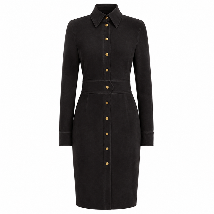 Hanna Suede Shirt Dress - Meteorite