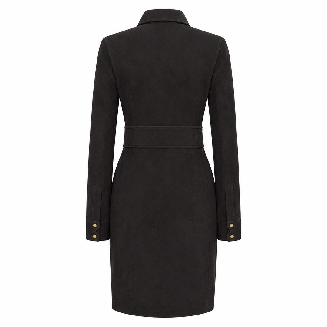 Hanna Suede Shirt Dress - Meteorite