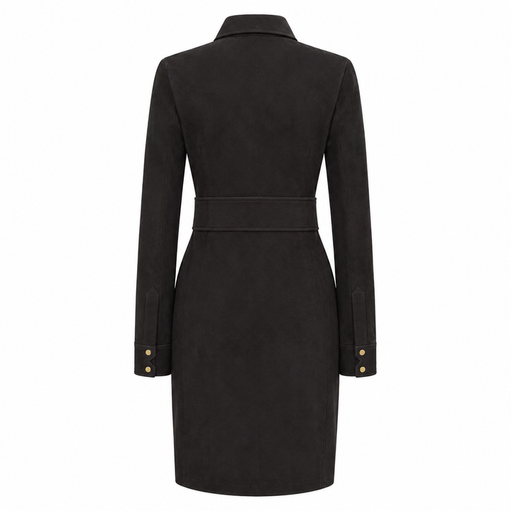 Hanna Suede Shirt Dress - Meteorite