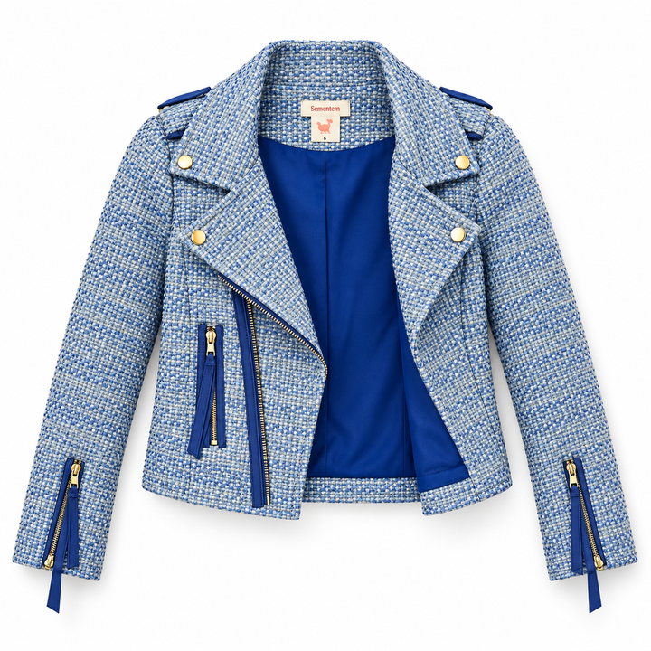 Girls Samia Biker Jacket - Palace Blue