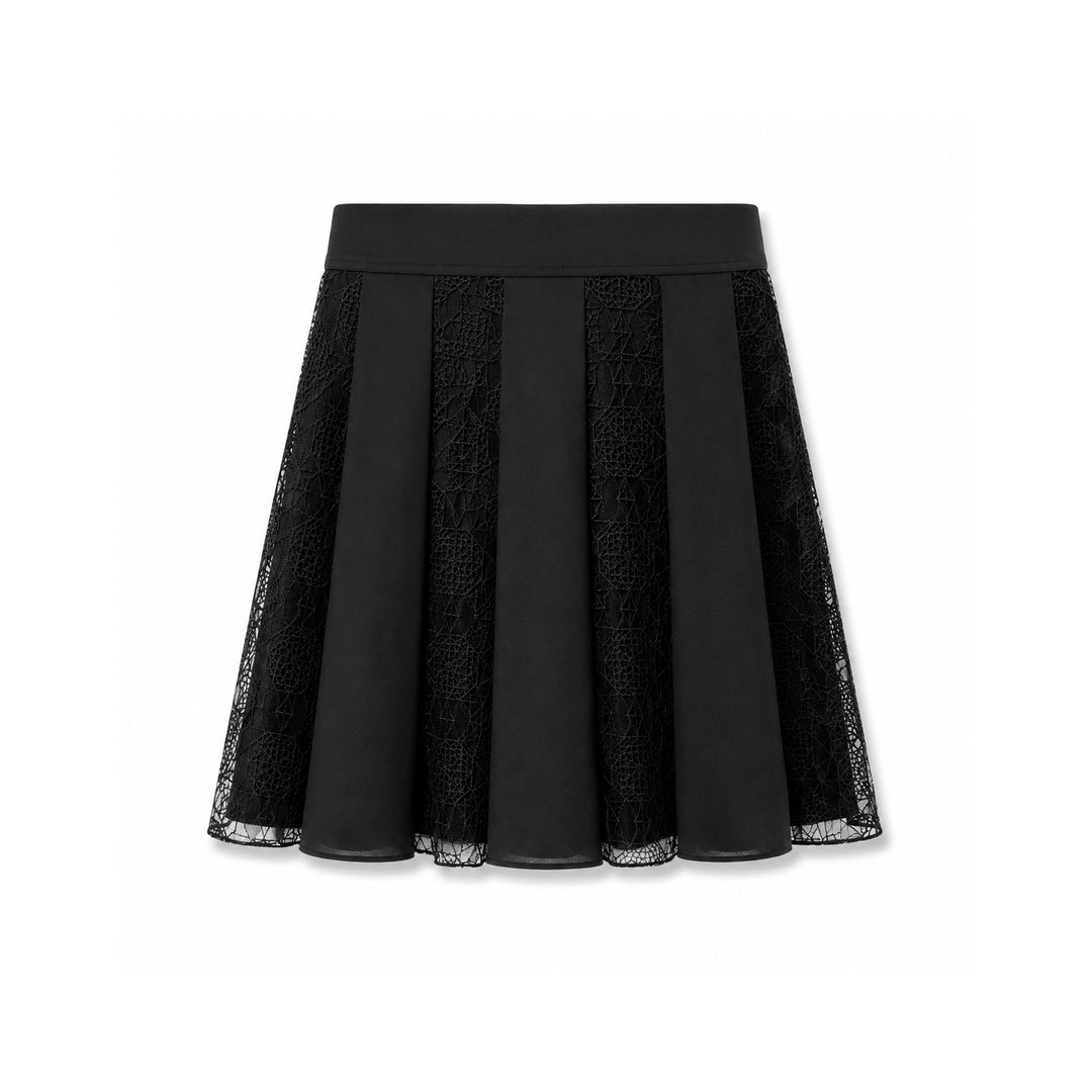 Embroidered Panel Skirt - Black