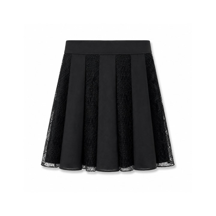 Embroidered Panel Skirt - Black