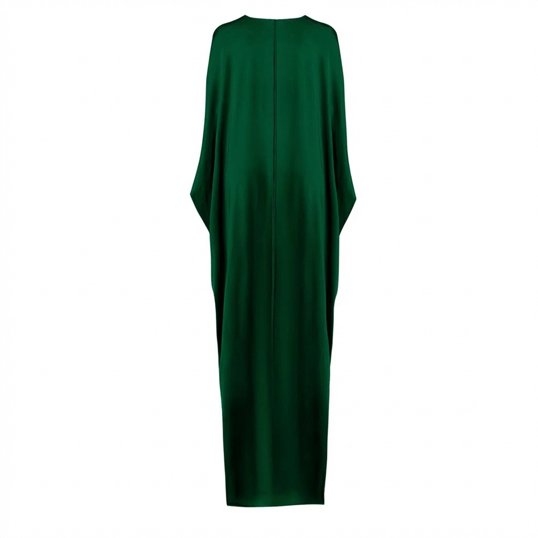 Gathered Viscose Jersey Kaftan Dress - Emerald