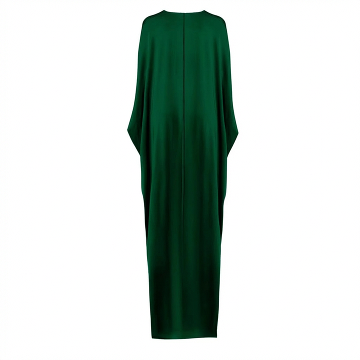 Gathered Viscose Jersey Kaftan Dress - Emerald