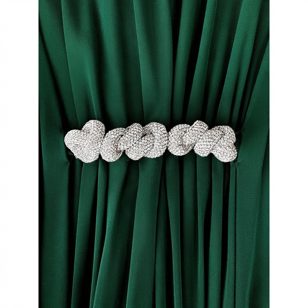 Gathered Viscose Jersey Kaftan Dress - Emerald