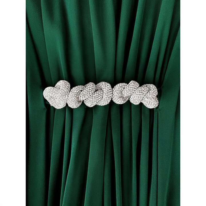 Gathered Viscose Jersey Kaftan Dress - Emerald