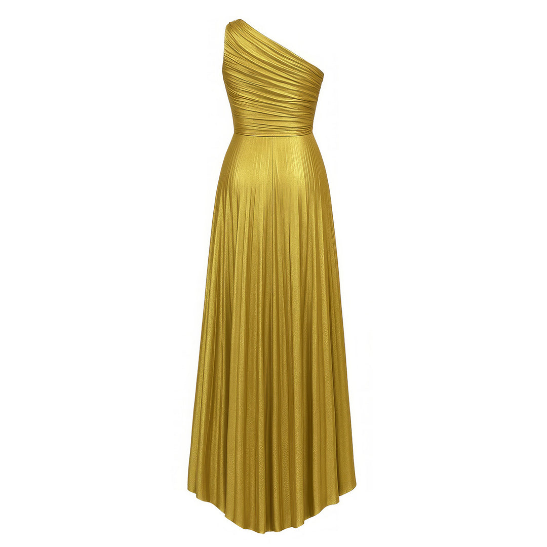 Gold Lamé One Shoulder Dress