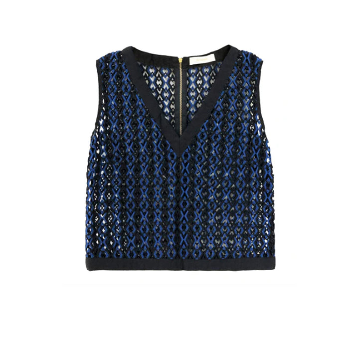 Geometric Embroidered Crop Top