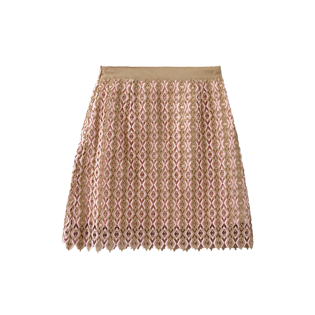 Geometric Embroidered Mini Skirt