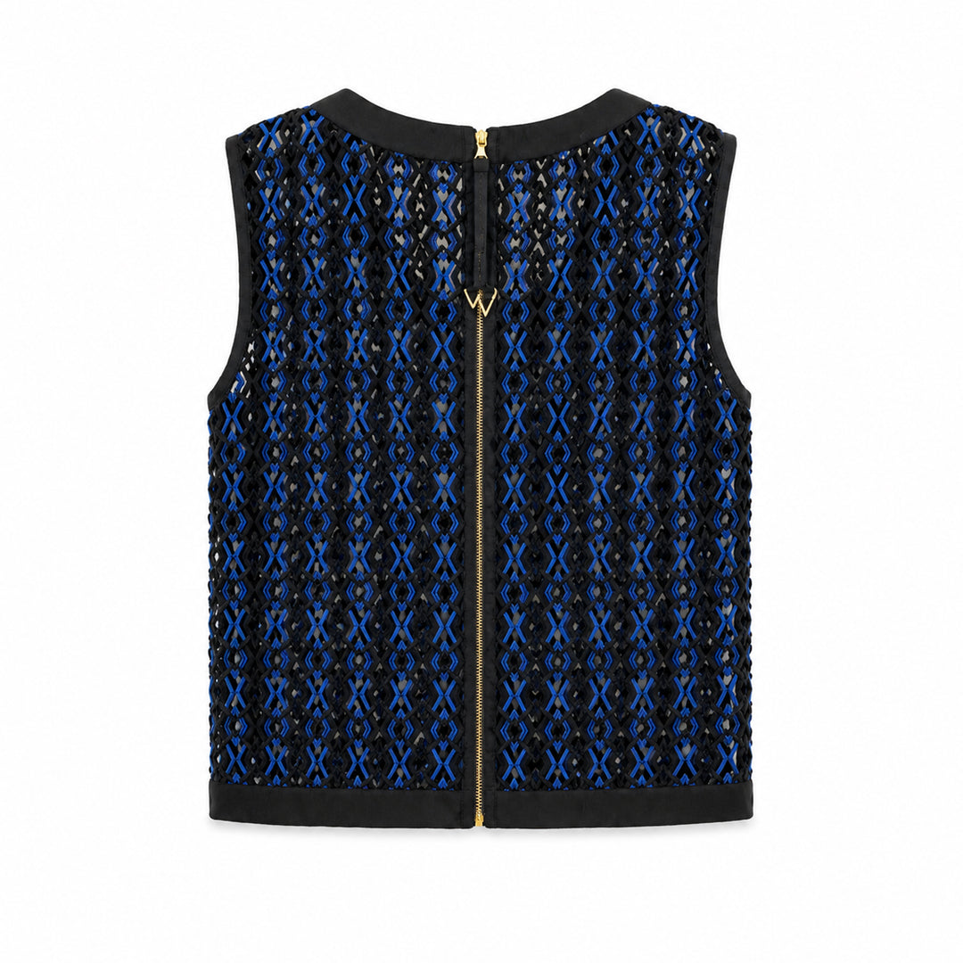 Geometric Embroidered Crop Top