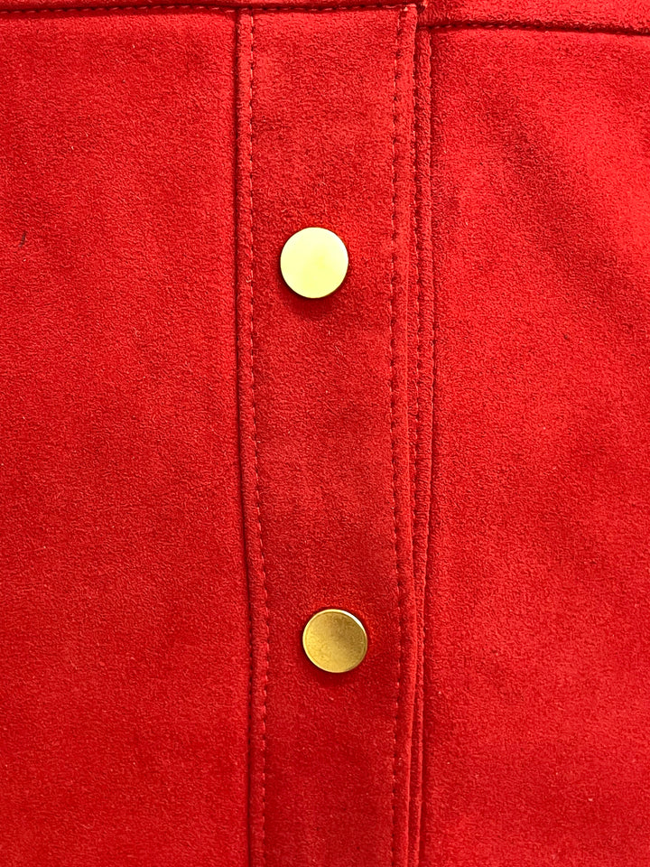 Hanna Suede Shirt Dress - Haute Red