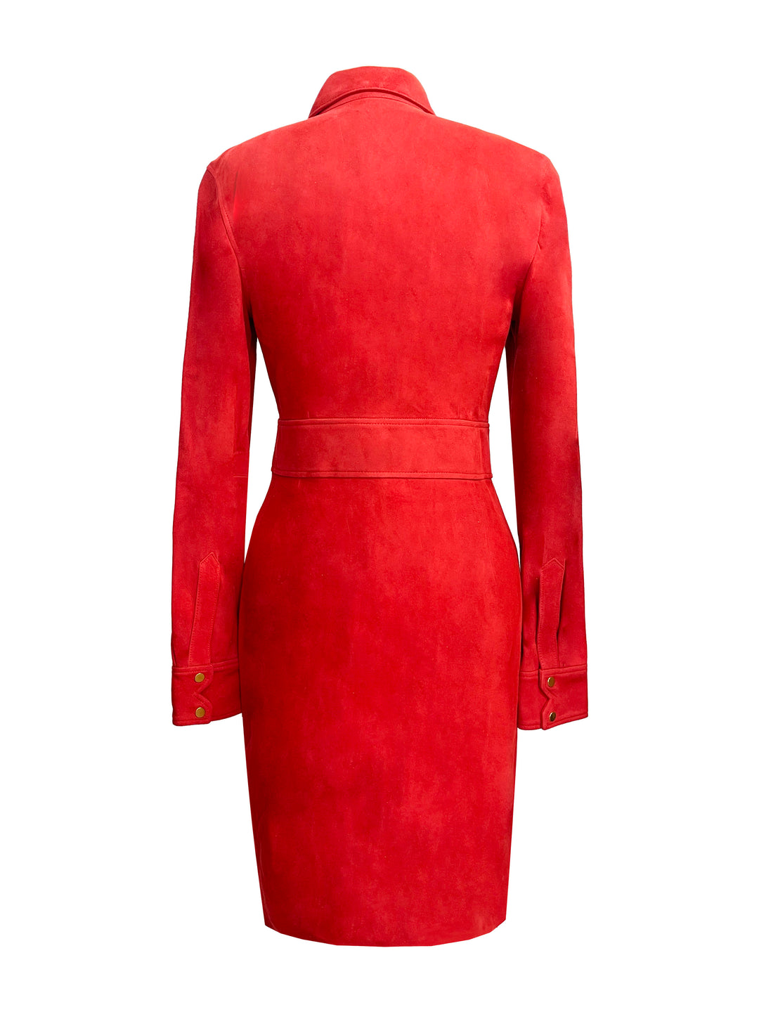 Hanna Suede Shirt Dress - Haute Red