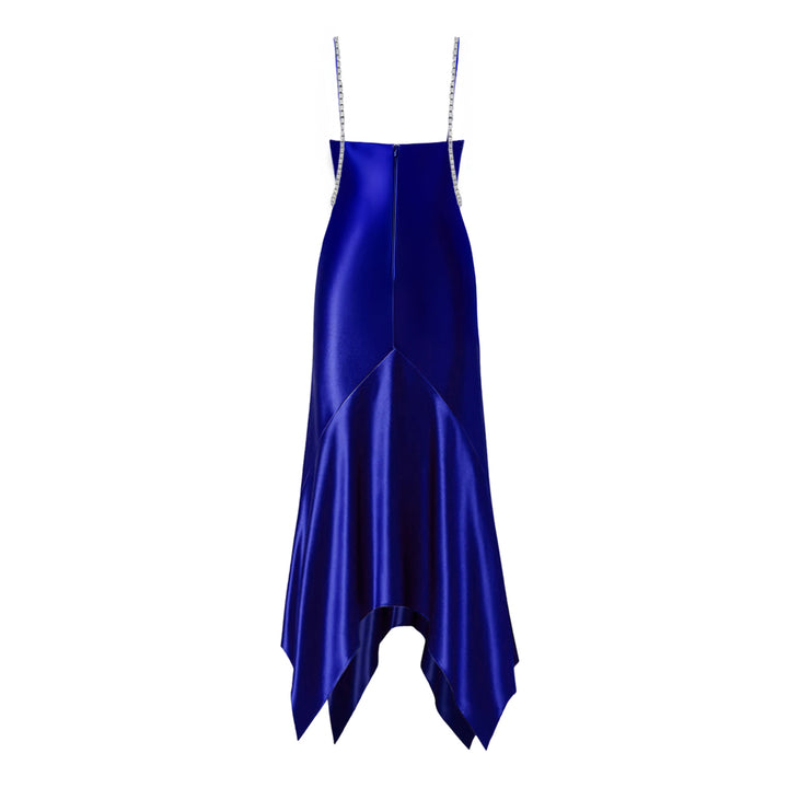 Indigo Crystal Embellished Silk Dress