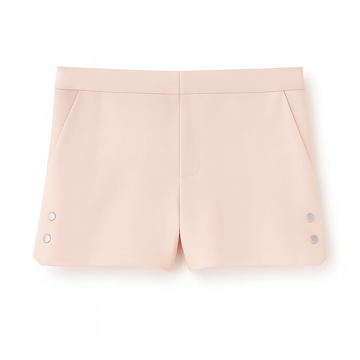 Italian Crepe Short with Snaps - Blush