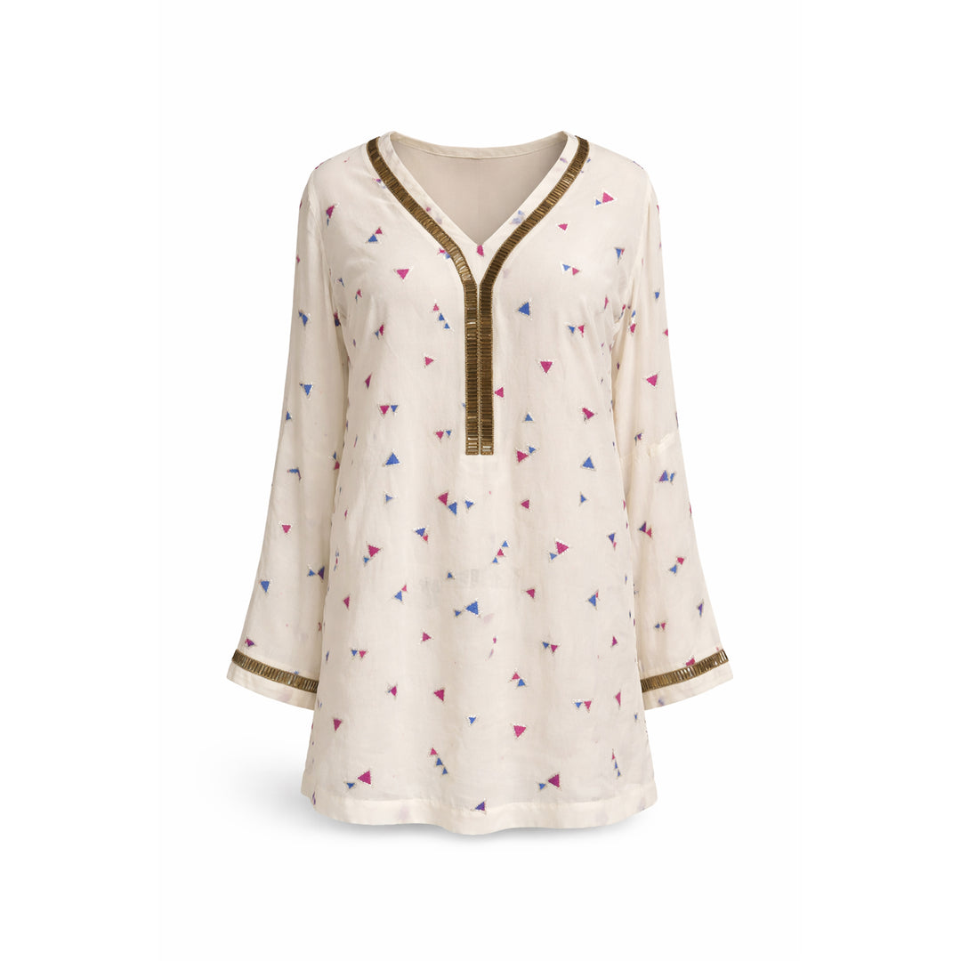 Jamila Long Sleeve Tunic - Egret