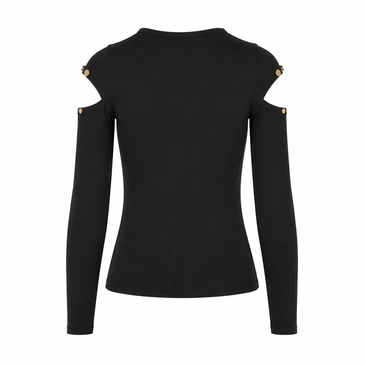 Malak Gold Snap Long Sleeve Top - Meteorite